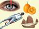 a collage of illustrations including an orange a figure on a sled a ship and an eye